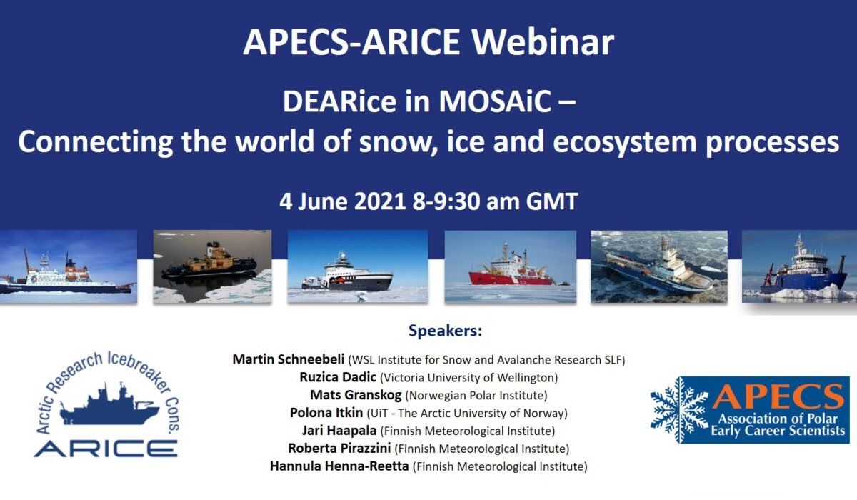 APECS-ARICE webinar: DEARice in MOSAiC – Connecting the world of snow, ice and ecosystem processes on 4 June
