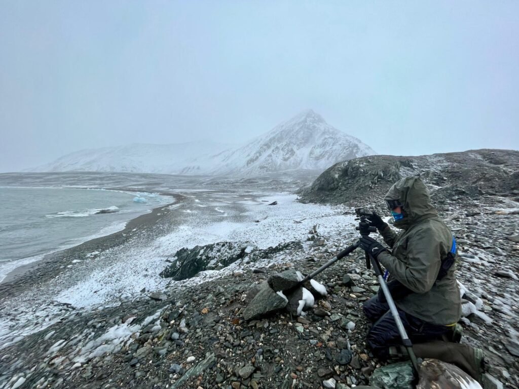 Zuzanna studying coastal erosion on Svalbard